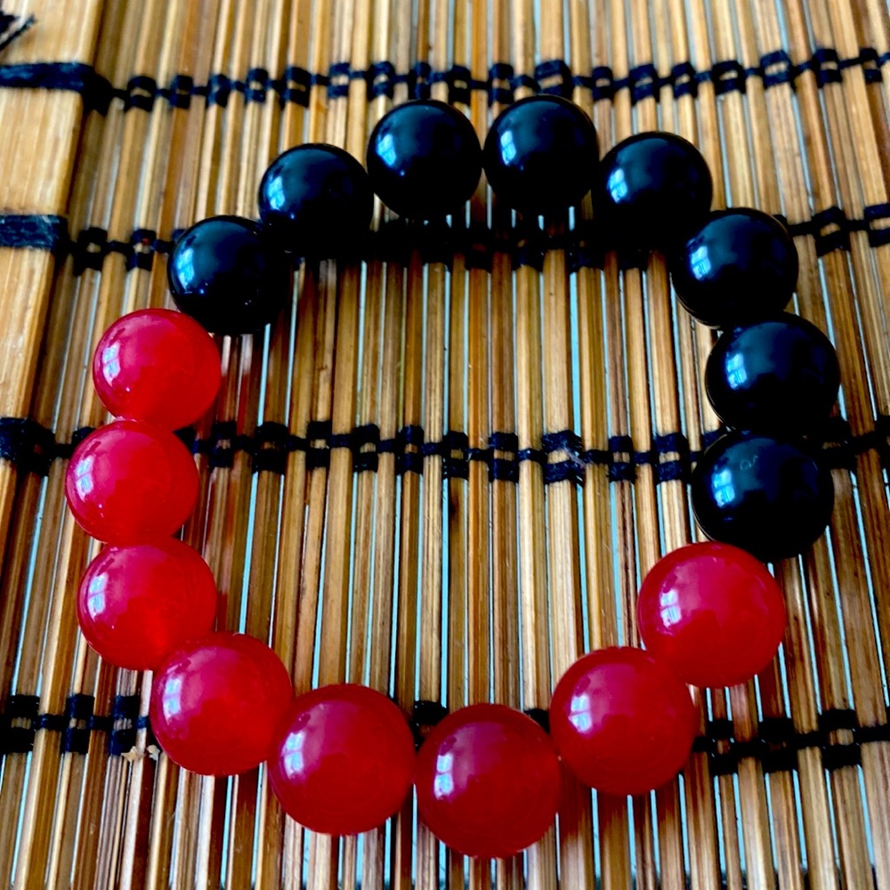 Onyx with red jade bracelet